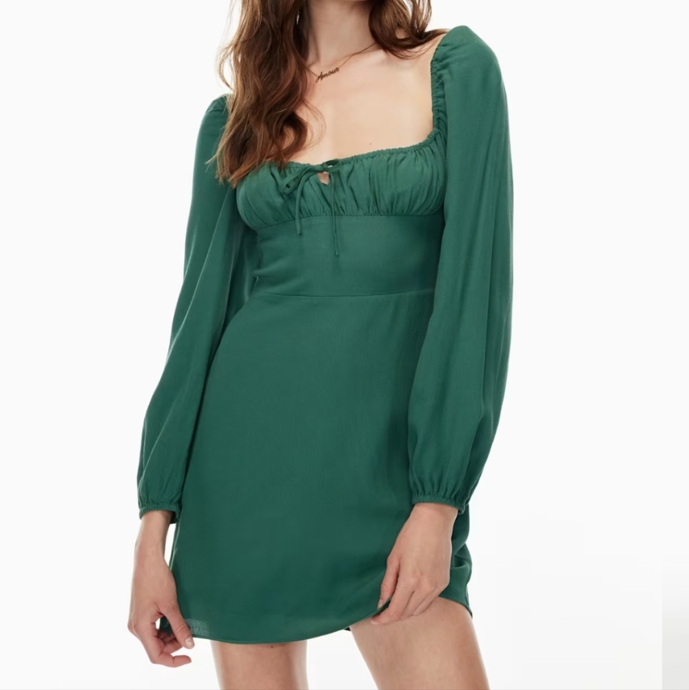 Aritzia Sunday Best Delilah Long sleeve Mini Dress Green XS